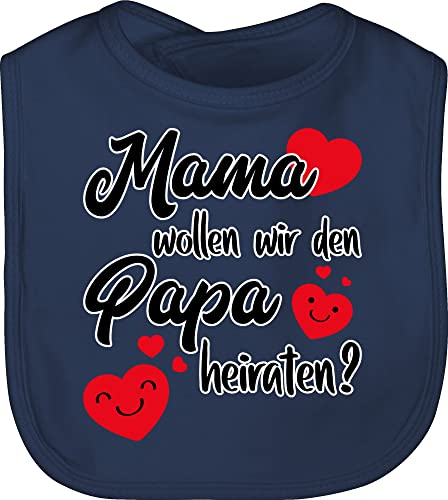 Baby Lätzchen - Hochzeit - Mama wollen wir Papa heiraten - Heiratsantrag - Unisize - Navy Blau - hochzeitsantrag dad babylatz herz latz herzen laetzchen verlobung kinderlatz und kinder daddy von Shirtracer