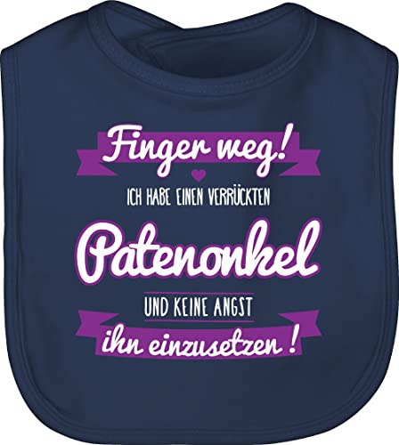 Baby Lätzchen - Ich habe einen verrückten Patenonkel lila - Unisize - Navy Blau - paten+geschenk+zur+geburt pate paten latz geschenke patenkind geburt taufpate taufpaten kinderlatz zur sprüche von Shirtracer