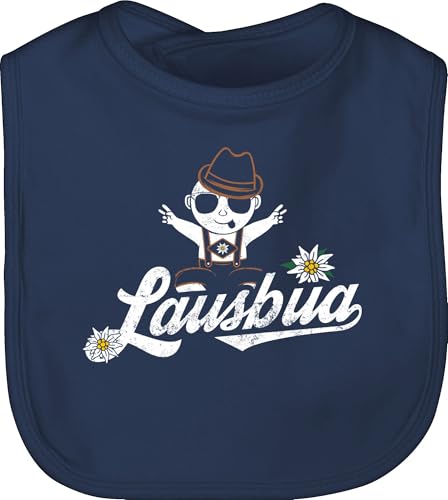 Lätzchen - Kompatibel mit Oktoberfest Outfit - Lausbua Baby I Wiesn Lustig Witzig - Unisize - Navy Blau - bayrisches bayrisch lausbub kinderlatz bayern edelweiß latz bayerischer edelweiss bibs von Shirtracer