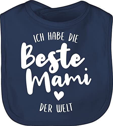 Baby Lätzchen - Mama - Ich habe die beste Mami der Welt - Unisize - Navy Blau - muddi mam kinderlätze mamas ist letzchen mutter hab schlabberlatz muttertagsgeschenk laetzchen mommy latz muttertag von Shirtracer