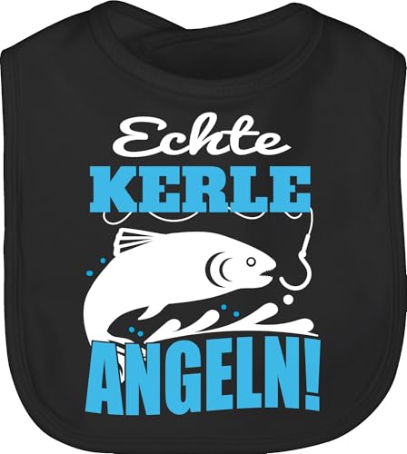 Shirtracer Baby Lätzchen - Sprüche - Echte Kerle angeln Fisch - Unisize - Schwarz - lustige babysachen spruch kinderlatz babykleidung mit süßen sprüchen spruche babylätze geschenke zur geburt von Shirtracer