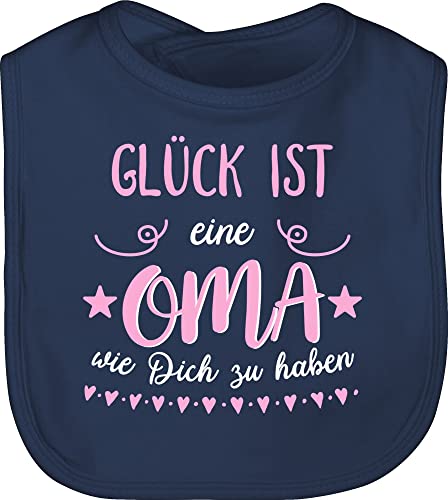 Baby Lätzchen - Sprüche - Glück ist eine Oma wie dich zu haben Rosa Weiß - Unisize - Navy Blau - lustige babysachen spruch von enkelkind schlabberlatz babykleidung mit süßen sprüchen spruche von Shirtracer