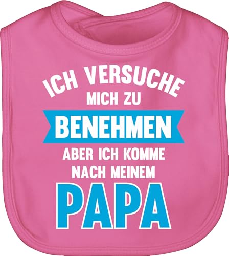 Baby Lätzchen - Sprüche - Ich versuche mich zu benehmen aber ich komme nach meinem Papa I - Unisize - Pink - lustige babysachen spruch pap schlabberlatz babykleidung mit süßen sprüchen spruche von Shirtracer