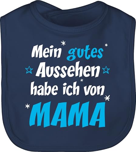 Shirtracer Baby Lätzchen - Sprüche - Mein gutes Aussehen Mama Junge - Unisize - Navy Blau - lustige babysachen spruch mom schlabberlatz babykleidung mit süßen sprüchen spruche muttertag latz von Shirtracer
