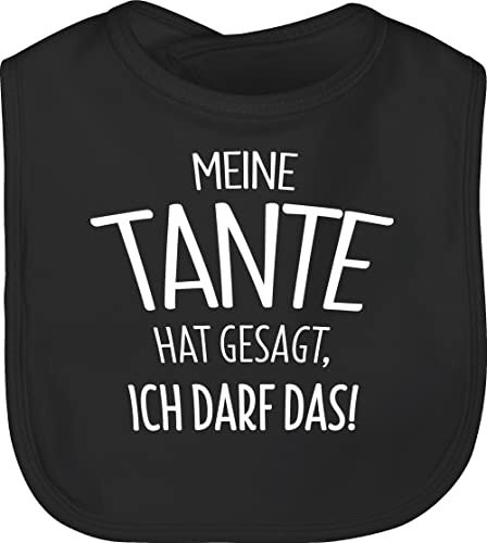 Baby Lätzchen - Meine Tante hat gesagt ich darf das - Unisize - Schwarz - babygeschenk aunt teyze schlabberlatz babygeschenke tantes tanten latz geschenk auntie sabberlatz von liebling kinderlatz von Shirtracer