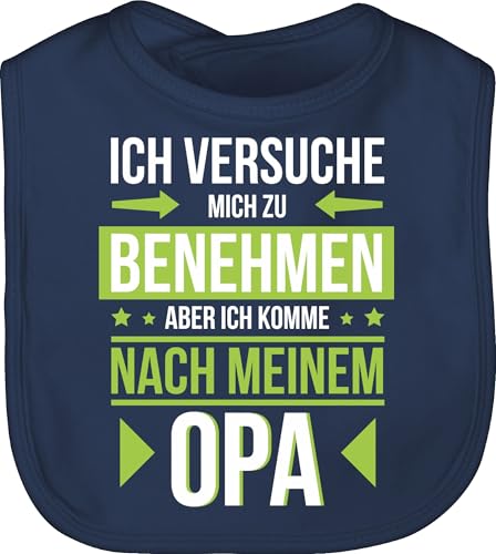 Baby Lätzchen - Sprüche - Ich versuche mich zu benehmen aber ich komme nach meinem Opa grün - Unisize - Navy Blau - lustige babysachen spruch hallo laetzchen babykleidung mit süßen sprüchen von Shirtracer