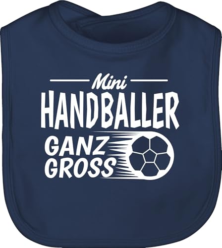 Baby Lätzchen - Strampler Mädchen & Junge - Mini Handballer ganz groß - Unisize - Navy Blau - geschenke zur geburt sachen für neugeborene handball babylatz sport babylätzchen 25. geburtstag von Shirtracer