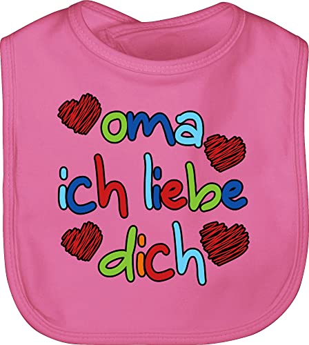 Baby Lätzchen - Strampler Mädchen & Junge - Oma ich liebe dich bunt - schwarz - Unisize - Pink - i love laetzchen latz babylätze von Shirtracer