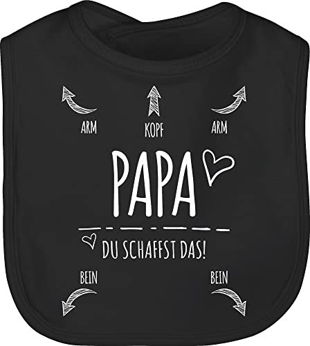 Baby Lätzchen - Strampler Mädchen & Junge - Papa Du Schaffst das Herz - Unisize - Schwarz - babylaetzchen babylätze lätze latz laetzchen kinder vatertag kinderlätze es sabberlatz anleitung für von Shirtracer