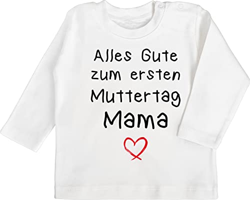 Baby Langarmshirt - Alles Gute zum ersten Muttertag I - 6/12 Monate - Weiß - 1.Muttertag t Shirt muttertagsgeschenk erster Mother's Day Gifts muttertags von muttertagsgeschenke Mama Mutter von Shirtracer