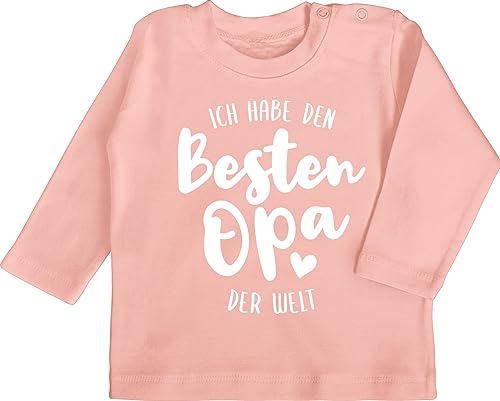 Baby Langarmshirt - Strampler Mädchen & Junge - Ich Habe den besten Opa der Welt - 6/12 Monate - Babyrosa - babysachen mit sprüchen t-Shirt sprüche Shirt für t-Shirts lustige Tshirt t spruche von Shirtracer