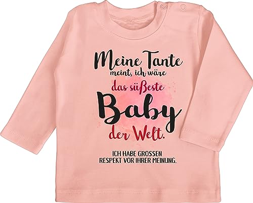 Langarmshirt - Strampler Mädchen & Junge - Meine Tante Meint, ich wäre das süßeste Baby der Welt. - 3/6 Monate - Babyrosa - tanten Shirts fã¼r Baby-Jungen sprüchen Auntie babysachen von Shirtracer