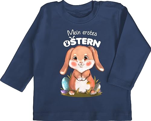 Baby Langarmshirt - Ostergeschenke - Mein erstes Ostern Hase Aquarell - 6/12 Monate - Navy Blau - osterkleinigkeiten 1. Junge Shirt ostersachen Tshirt osternest ostermitbringsel osterideen von Shirtracer