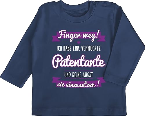 Baby Langarmshirt - Ich Habe eine verrückte Patentante - Geschenk - 12/18 Monate - Navy Blau - patenkind taufpatin Shirts fã¼r Baby-Jungen Patin sprüche Weg Langarmshirts für Baby-mädchen von Shirtracer