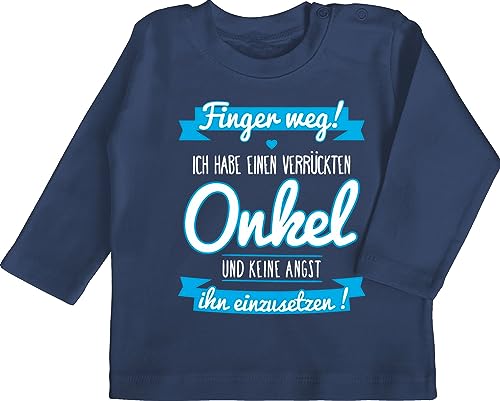 Langarmshirt - Sprüche - Ich Habe einen verrückten Onkel I Baby Kleinkind Geschenk - 12/18 Monate - Navy Blau - Shirt Langarm verrückt Tshirt lustige Spruch Uncle babysachen Crazy spruche neffe von Shirtracer
