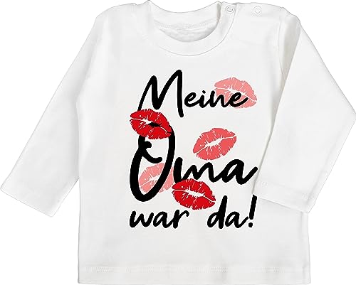 Baby Langarmshirt - Strampler Mädchen & Junge - Meine Oma war da - schwarz - 3/6 Monate - Weiß - sprüche omi Shirts Spruch Omas Langarm spruche Omie babysachen sprüchen Grandma Babykleidung von Shirtracer