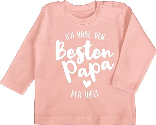 Baby Langarmshirt - Geschenk zum Vatertag - Ich Habe den besten Papa der Welt - 6/12 Monate - Babyrosa - babyshirts ist Beste t-Shirt Himmelfahrt Bester Tshirt Shirt Vater Tag Daddy Langarm mädchen von Shirtracer