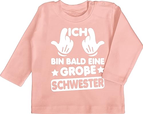 Baby Langarmshirt - Geschwister Bruder und - Ich Bin Bald eine große Schwester - 12/18 Monate - Babyrosa - Shirt Langarm Tshirt t-Shirt t mädchen geschwisteroutfitset werde Shirts von Shirtracer