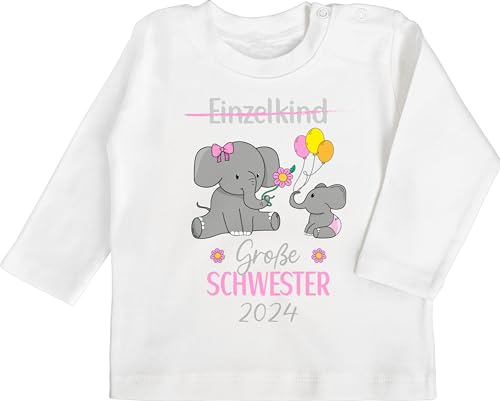 Baby Langarmshirt - Ich Bin jetzt große Schwester Geburt Einzelkind - 18/24 Monate - Weiß - sis Geschenk Shirt Langarm Big Sister 2024 Schwestern Geschenke für Grosse verkünden Groesse von Shirtracer