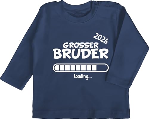 Baby Langarmshirt - Großer Bruder 2026 Loading - 12/18 Monate - Navy Blau - Shirt grosser Langarm gro er Brother bro Tshirt Geschenk Geburt Langarmshirt+großer+Bruder große brüder groser t-Shirt von Shirtracer