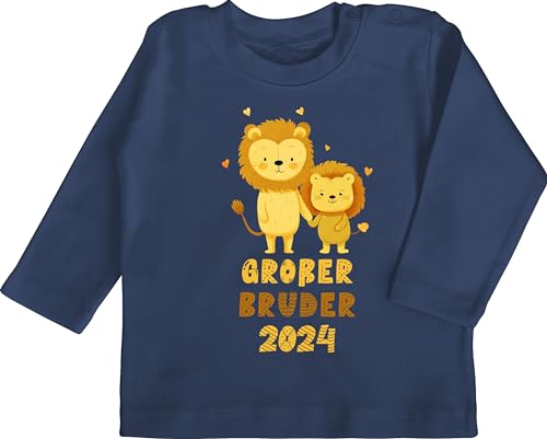 Baby Langarmshirt - Ich werde großer Bruder 2024 Löwen - 18/24 Monate - Navy Blau - Geschenke Shirt Langarm grosser Geschenk großen großer+Bruder Big Brother große 2025 bro 2023 Grosse brüder von Shirtracer