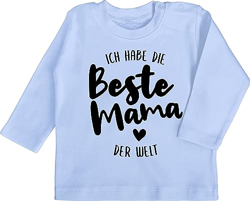Baby Langarmshirt - Ich Habe die Beste Mama der Welt - 12/18 Monate - Babyblau - muddi ist Tshirt Mamas liebste t-Shirt Mutter auf Shirt muttertagsgeschenk Langarm Mommy Shirts Muttertag t von Shirtracer