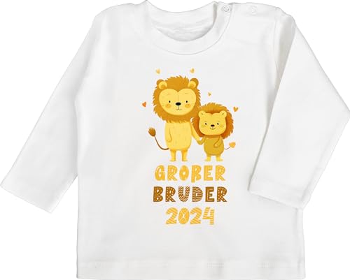 Baby Langarmshirt - Ich werde großer Bruder 2024 Löwen - 18/24 Monate - Weiß - t Shirt Langarm Grosse brüder Longsleeve Big bro Shirts für Tshirt grosser Geschenk großen Geschenke große von Shirtracer