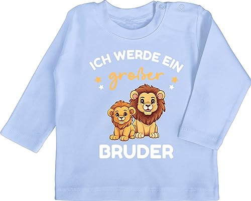 Baby Langarmshirt - Ich werde großer Bruder Geschenk Löwen - 18/24 Monate - Babyblau - Shirt gro er Brother grosser Tshirt Langarmshirt+großer+Bruder Big bro EIN Langarm für großen von Shirtracer