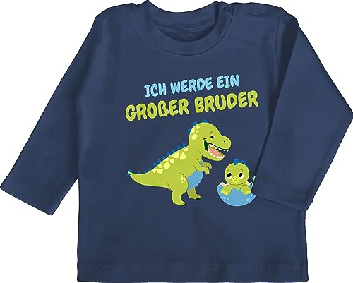 Baby Langarmshirt - Ich werde großer Bruder Geschenk Löwen - 6/12 Monate - Navy Blau - Shirt gro er Brother grosser Tshirt Langarmshirt+großer+Bruder Big bro EIN Langarm für großen von Shirtracer
