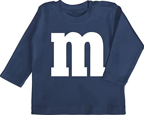 Baby Langarmshirt - Karneval Fasching - Gruppen M und M Aufdruck I M&M Kostüm Gruppe I MundM & M I MM I Fastnacht I Fasnacht I Fasnet - 6/12 Monate - Navy Blau - Faschings m& Tshirt Karnevals &m von Shirtracer