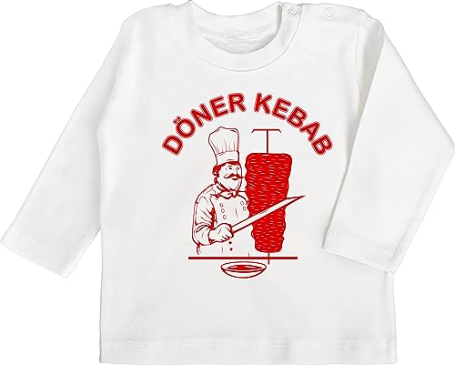 Baby Langarmshirt - Karneval & Fasching - Original Döner Kebab Logo I Döner Kebap I Döner Geschenke - 6/12 Monate - Weiß - Fastnacht Doner Shirt Faschings doener Tshirt Karnevals dönermann von Shirtracer