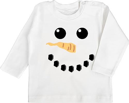 Baby Langarmshirt - & - Schneemann Karneval Kostüm I Fasching Schneeman Kostüm Weihnachten Christmas Eiskönigin Olaf - 6/12 Monate - Weiß - Fastnacht Snowman Shirt Faschings schneemannn von Shirtracer