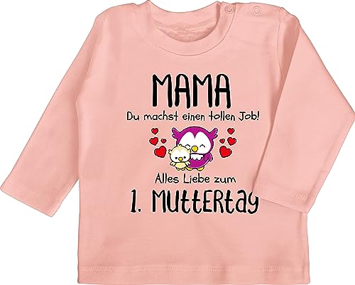 Baby Langarmshirt - Mama du Machst einen tollen Job 1. Muttertag I Erstes Muttertagsgeschenk I - 3/6 Monate - Babyrosa - 1 Mother's Day Gifts muttertags 1ste Shirt 1 t von Shirtracer