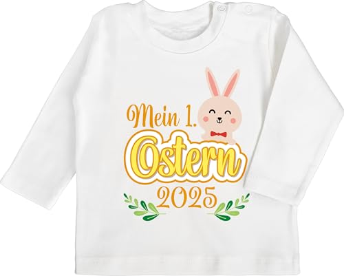 Baby Langarmshirt - Ostergeschenke - Mein 1. Ostern 2025 I Mein erstes Ostern Osterhase I My First Easter - 3/6 Monate - Weiß - Outfit osteroutfit ostermotiv 1 Babykleidung Shirt von Shirtracer