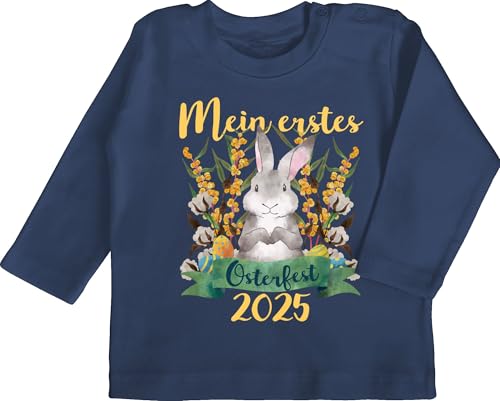 Baby Langarmshirt - Ostergeschenke - Mein erstes Osterfest 2025 I 1. Ostern I My First Easter I Osterhase I Oster Hase - 12/18 Monate - Navy Blau - Outfit mädchen osteroutfit ostermotiv 2021 von Shirtracer