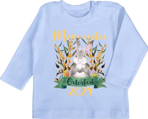 Shirtracer Baby Langarmshirt - Ostergeschenke Ostern - Mein erstes Osterfest 2024 - grün - 3/6 Monate - Babyblau - outfit mädchen ostergeschenke+für+baby easter 2021 babykleidung 1. kleidung oster von Shirtracer