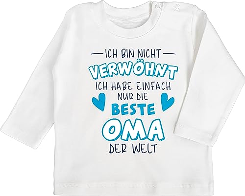 Baby Langarmshirt - Sprüche - Ich Bin Nicht verwöhnt - Ich Habe einfach nur den besten Onkel der Welt - Lila - 3/6 Monate - Weiß - Spruch Bester Babybekleidung spruche Shirts sprüchen babysachen von Shirtracer