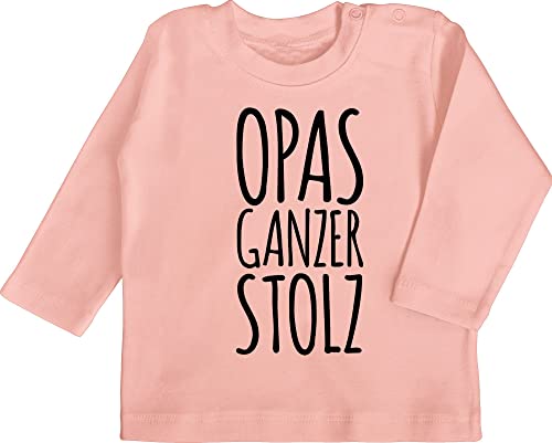 Baby Langarmshirt - Strampler Mädchen & Junge - Opas ganzer Stolz - 3/6 Monate - Babyrosa - Sachen für Neugeborene Opa babysachen zur Geburt mit sprüchen ganze Geschenke von Shirtracer
