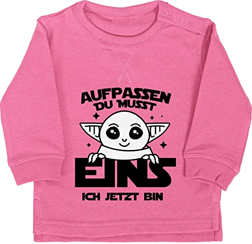 Baby Pullover Jungen Mädchen - 1. Geburtstag - Aufpassen du musst eins ich jetzt Bin - 12/18 Monate - Pink - geburtstagsshirt 1 einjährige Jahr Langarm Pulli 1geburtstag 1.Geburtstag Sweater von Shirtracer