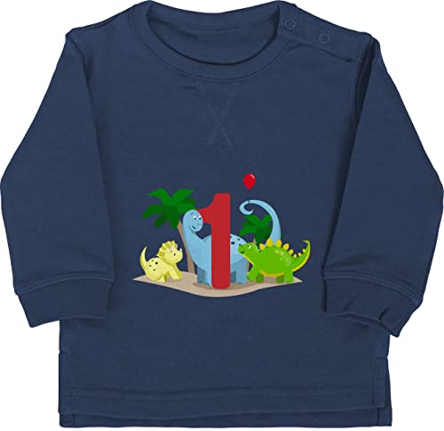 Baby Pullover Jungen Mädchen - 1. Geburtstag - Dino Eins - 12/18 Monate - Navy Blau - 1 jahr pulli 1st birthday one year 1jahriger 1ster einjähriges einjährigen 1ter 1jahr 14. 1jahrige erster von Shirtracer