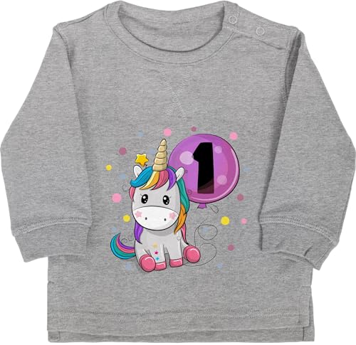 Shirtracer Baby Pullover Jungen - 1. - Einhorn 1 Geburtstag Mädchen Kindergeburtstag 1 Jahre - 12/18 Monate - Grau meliert - Birthday one Jahr Mein 1jahr Happy Geburtstagskind Geburstag Year i am von Shirtracer