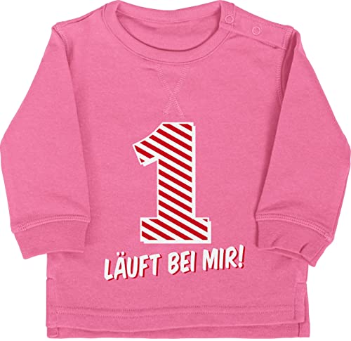 Baby Pullover Jungen Mädchen - 1. Geburtstag - Erster Läuft bei mir - 18/24 Monate - Pink - birthday 1 jahr one mein kindergeburtstag 1ter year i am 1st my first jahre geschenk zum geschenke von Shirtracer