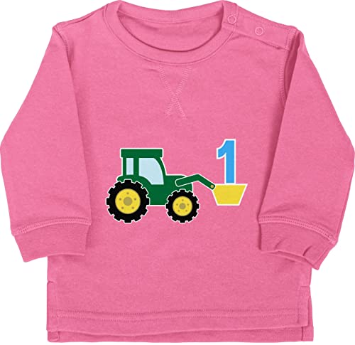 Shirtracer Baby Pullover Jungen Mädchen - 1. Geburtstag - Traktor Ernster - 12/18 Monate - Pink - Birthday 1 Jahr one Mein Happy 1jahr Jahre Geburtstagskind Geburstag Kindergeburtstag Year i am 1st von Shirtracer