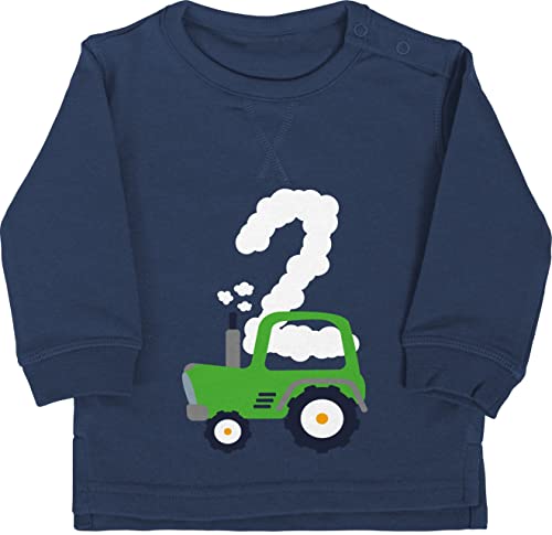 Shirtracer Baby Pullover Jungen Mädchen - 2. - Traktor Geburtstag Zwei - 18/24 Monate - Navy Blau - geburtstagsshirt Langarm 2 Jahre 2.Geburtstag trecker Sweatshirt Pulli zweijährige ich Bin Junge 2, von Shirtracer