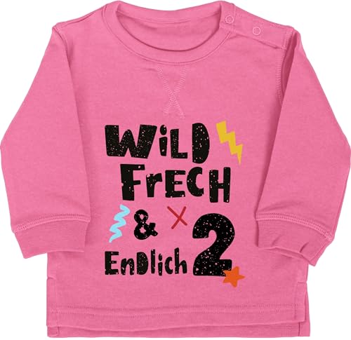 Baby Pullover Jungen Mädchen - 2. Geburtstag - Wild frech und endlich 2 - Wunderbar Zwei Jahre - 18/24 Monate - Pink - zum Kindergeburtstag Years Birthday nr Jahre, Geschenk für jährigen ich Bin von Shirtracer