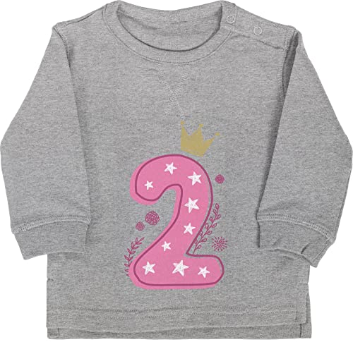 Shirtracer Baby Pullover Jungen - 2. Geburtstag - Zweiter Birthday Mädchen - 18/24 Monate - Grau meliert - 2 Schon Zwei Pulli geburtstagsshirt Jahre Langarm zweijährige 2.Geburtstag Oberteil Jahr von Shirtracer