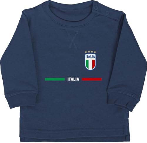 Baby Pullover Jungen Mädchen - 2024 Fussball EM Fanartikel - Italien Trikot Wappen | Italia mit Stolz | Italienisches Fan-Motiv - 6/12 Monate - Navy Blau - italienisch fußball wm italiener fu ball von Shirtracer