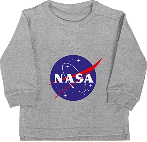 Shirtracer Baby Pullover Jungen Mädchen - Aktuelle Trends - NASA Meatball Logo - 18/24 Monate - Grau meliert - Astronaut Pulli Space Sweater jungsgeschenke Sweatshirt Patch Langarm Nerds & Geeks von Shirtracer