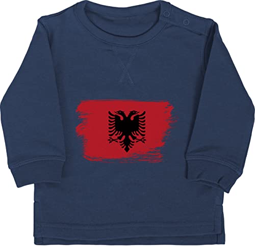 Baby Pullover Jungen Mädchen - 2024 Fussball EM Fanartikel - Albanien Albanija - 18/24 Monate - Navy Blau - albanischer flagge welt meisterschaft fußball albanian flag wm kinder albanischen von Shirtracer