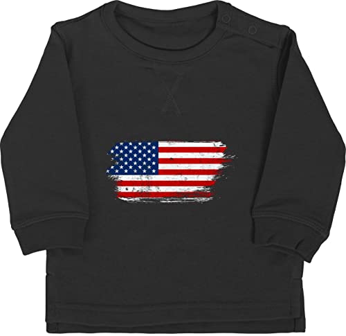 Baby Pullover Jungen Mädchen - Fahnen und Flaggen - USA Vintage - 6/12 Monate - Schwarz - stadt amerikanischer country amerikanisch american amerikanisches amerika flagge amerikanische fahne flag von Shirtracer